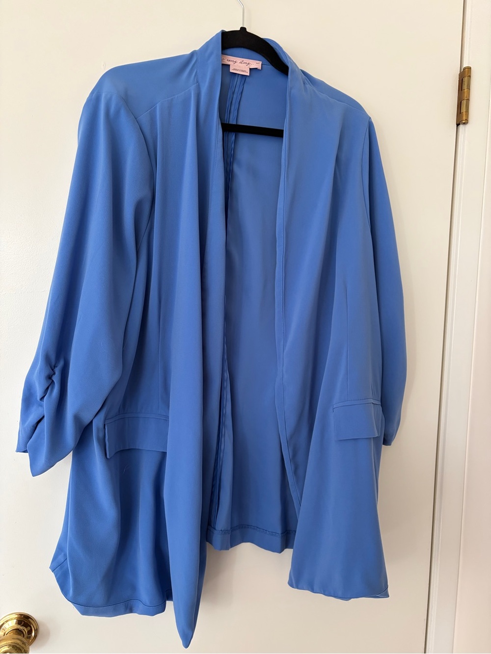 Penningtons Light Blue Draped Open-Front Blazer
